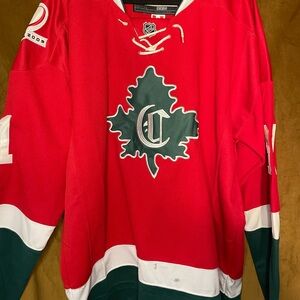 Red and Green CCM Hockey Jersey